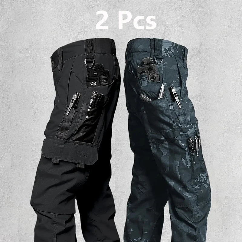 2Pcs  Men's Tactical Outdoor Waterproof Cargo Pants