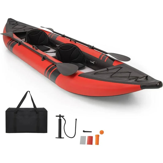 Inflatable Tandem Kayak with 2 Aluminum Paddles -12.5'