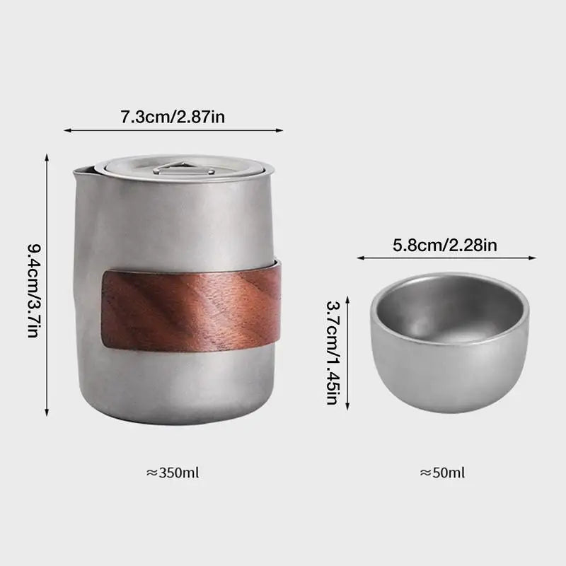 Lightweight Titanium Tea/Coffee Pot Set 3 Cups