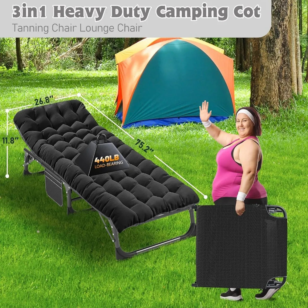 5-Position Folding Chaise Lounge with Pad