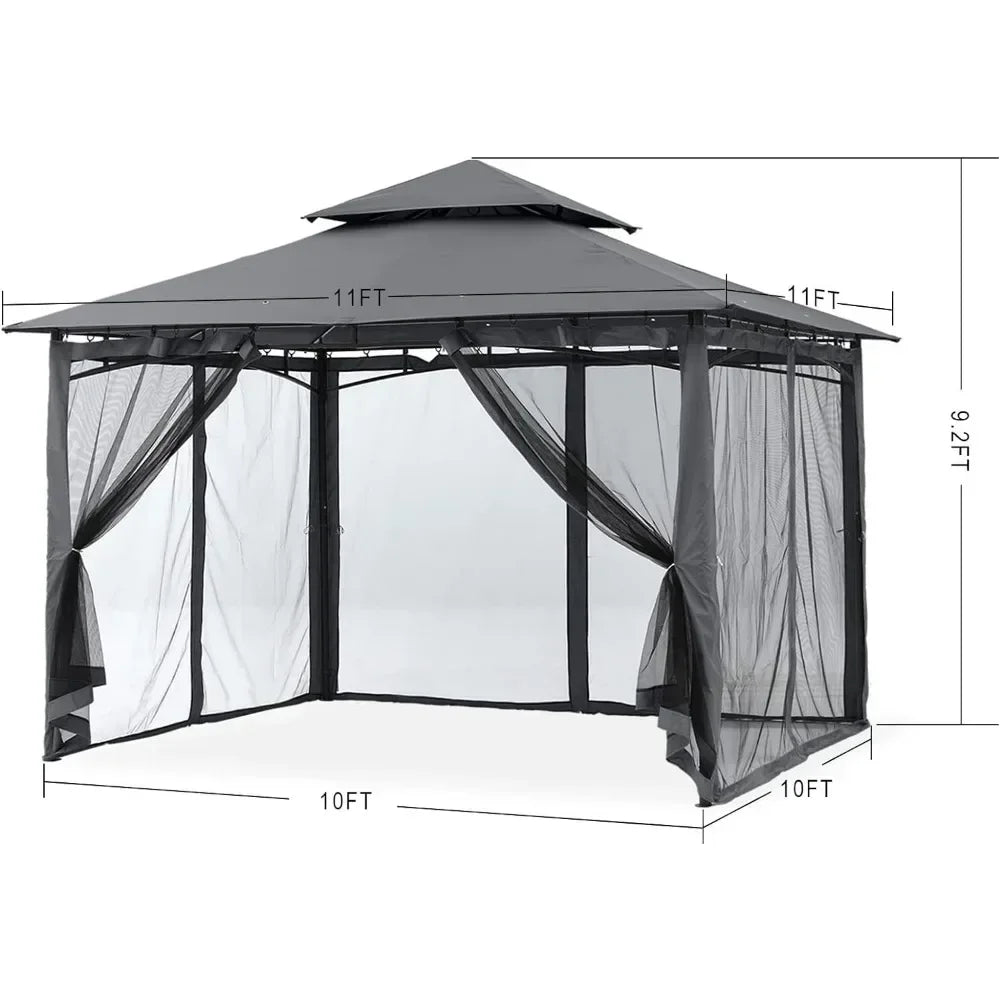 8x8 Gazebo with Steel Frame and Netting Walls