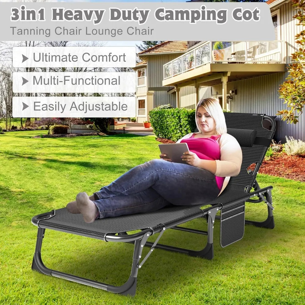 5-Position Folding Chaise Lounge with Pad