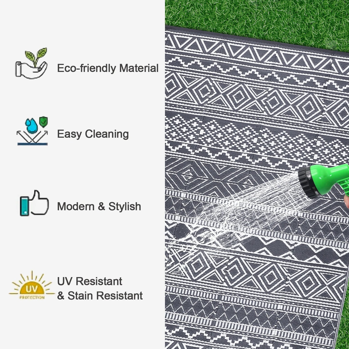 5x8 Waterproof Reversible Patio Rug
