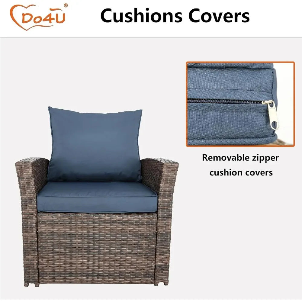 Wicker Outdoor Conversation Loveseats with Coffee Table