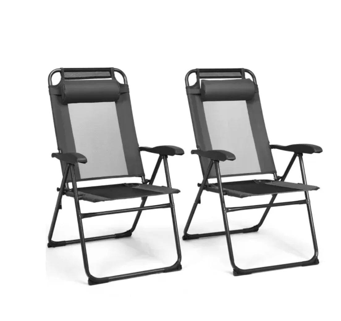 2 Pieces Patio Adjustable Folding Chairs