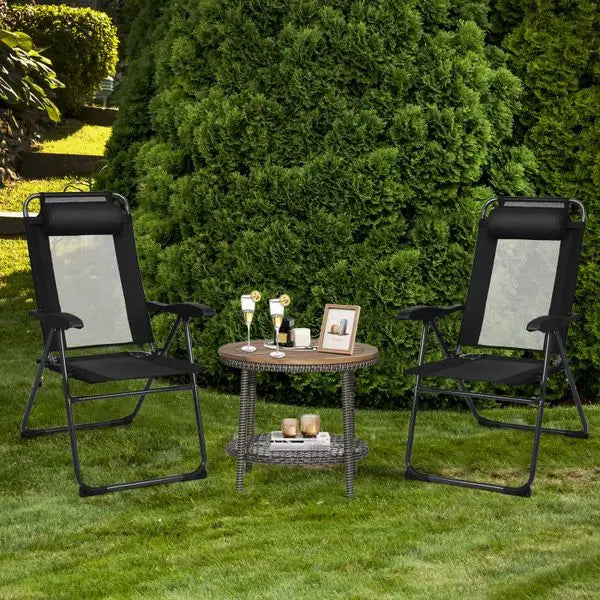 2 Pieces Patio Adjustable Folding Chairs
