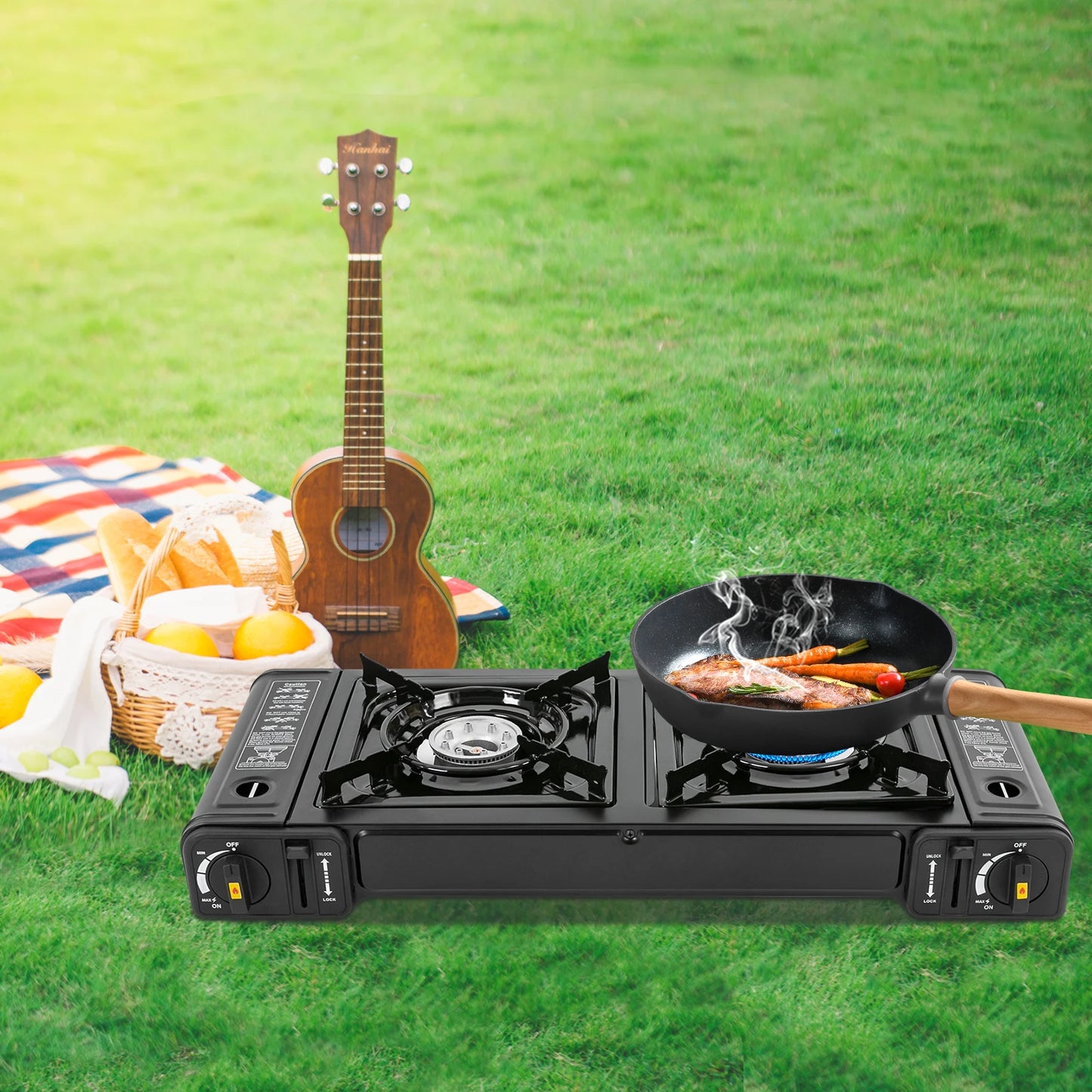 Portable Propane Stove with Safety Lock & Carrying Case