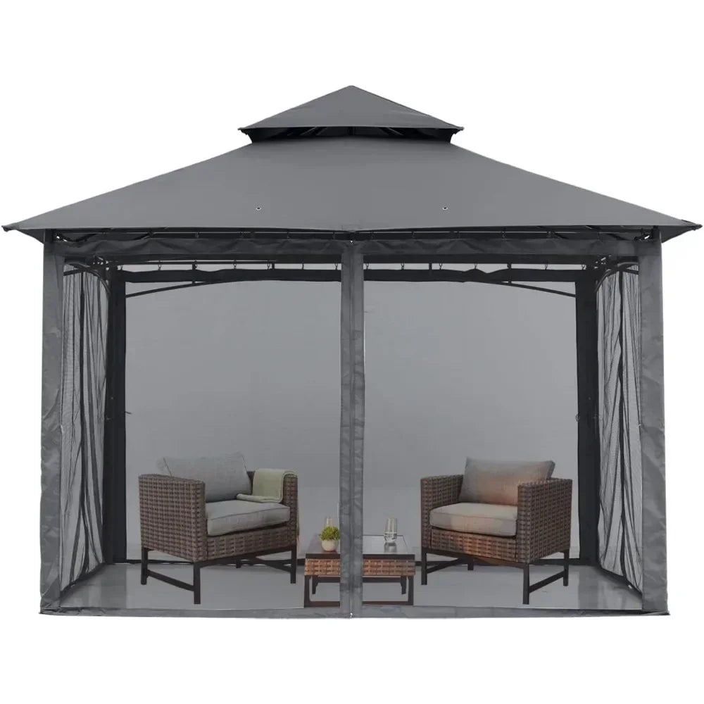 8x8 Gazebo with Steel Frame and Netting Walls