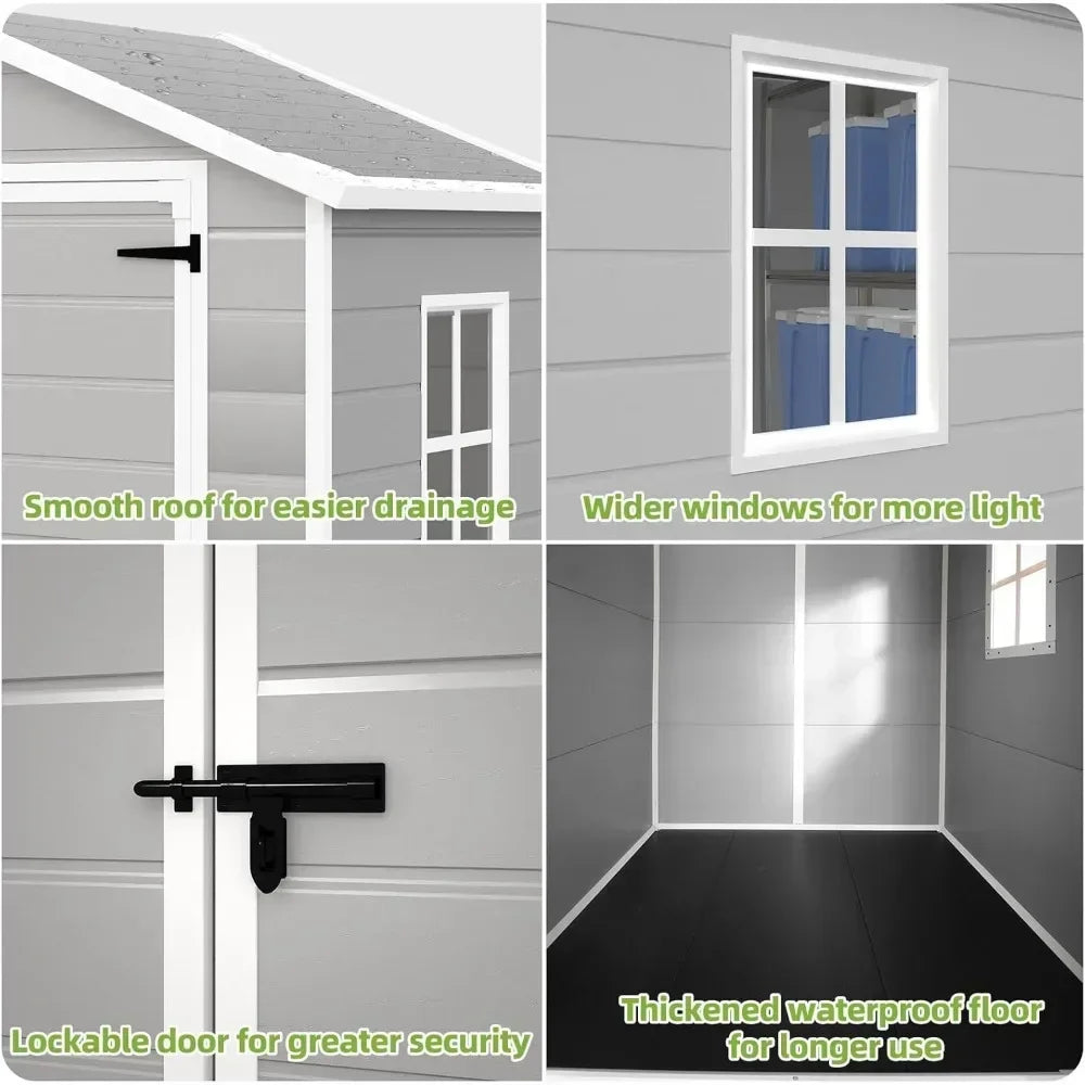 Resin Shed 6x4.4FT, with Floor, Lockable Doors